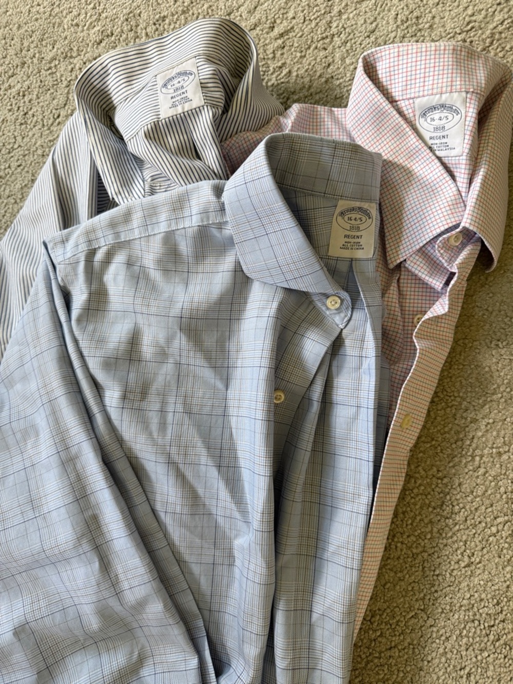 Brooks brothers  Men's Dress Shirt Trio in Light Blue, Pink, and White Plaids